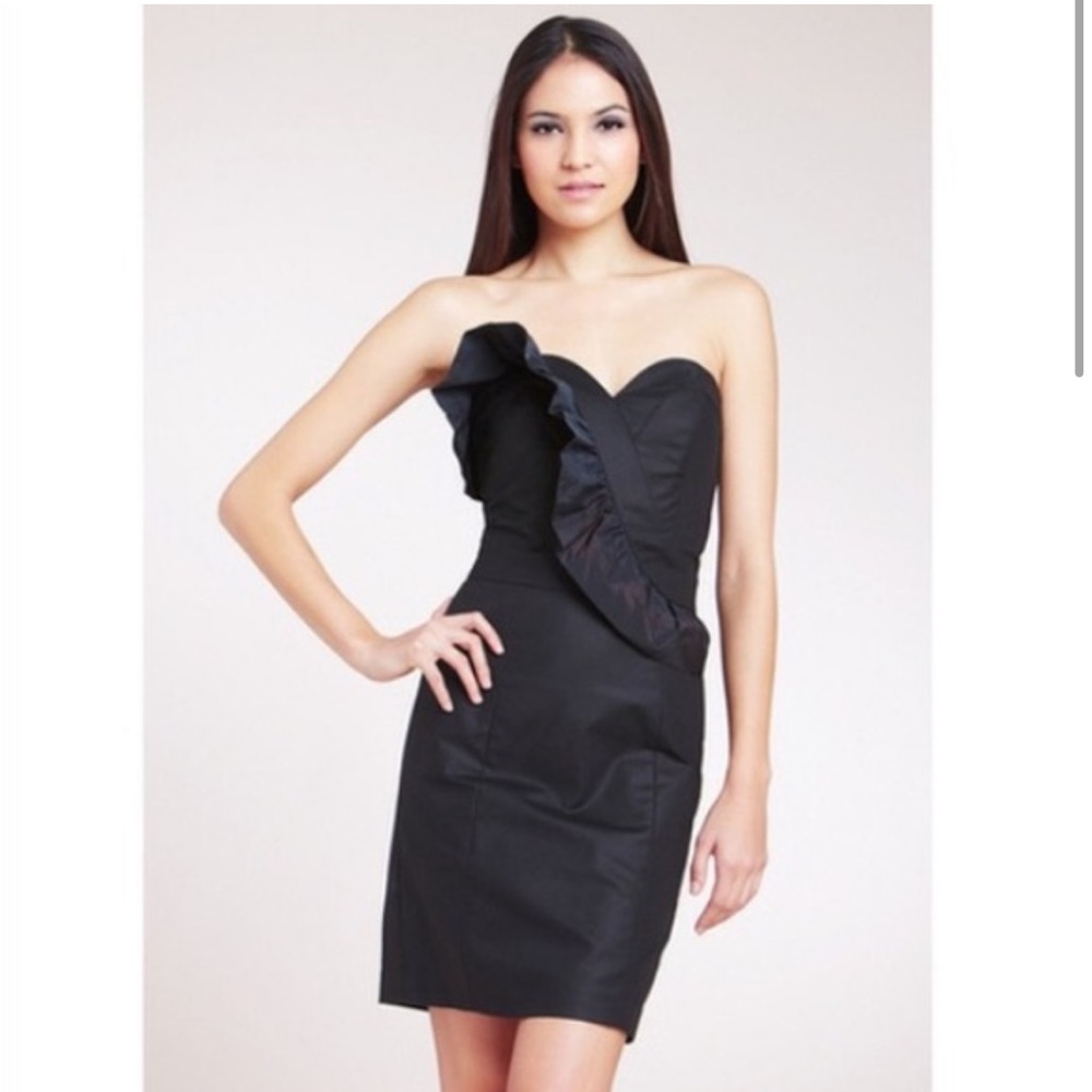 French Connection “Manhattan Nights” Strapless Ruffle Dress